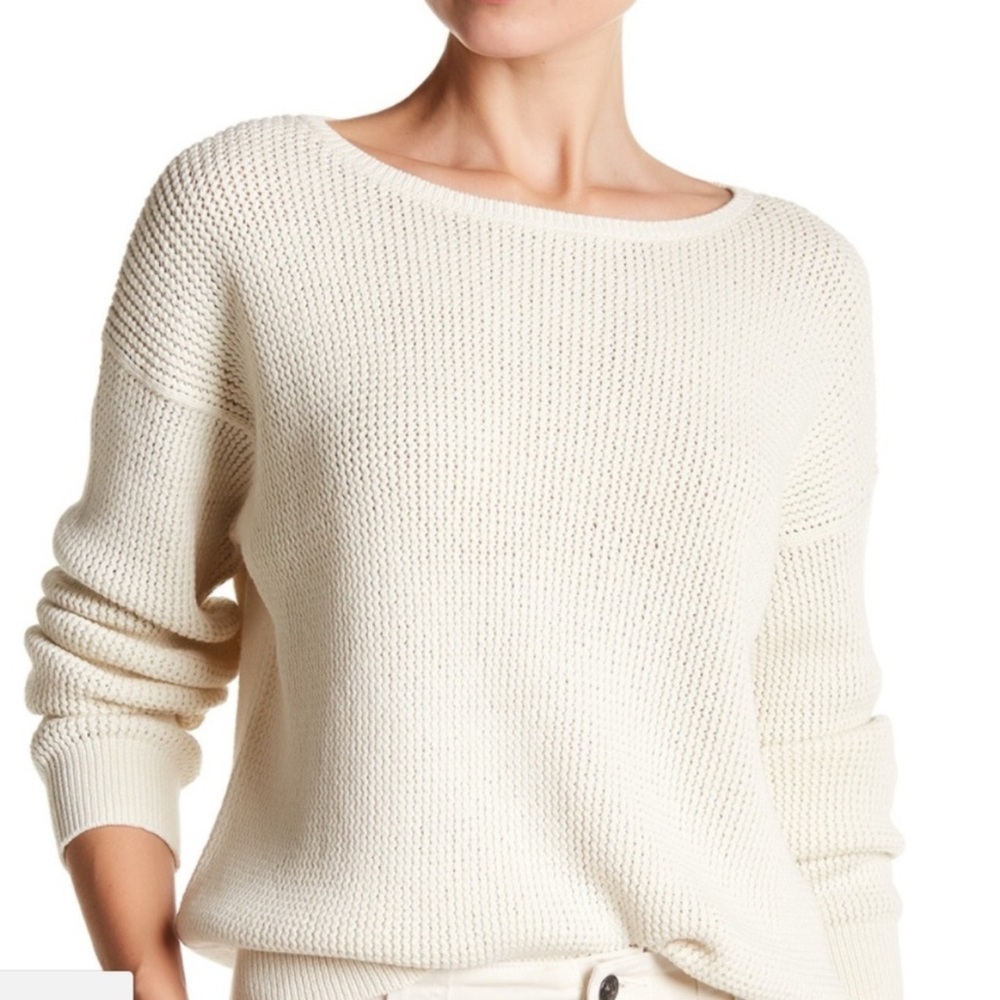 Vince Lattice Stitch Crewneck Sweater Knitwear Coastal, size Small
